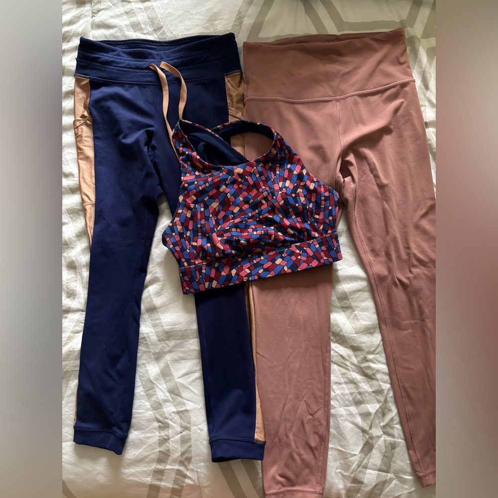 Athleta Navy and Pink Activewear Set